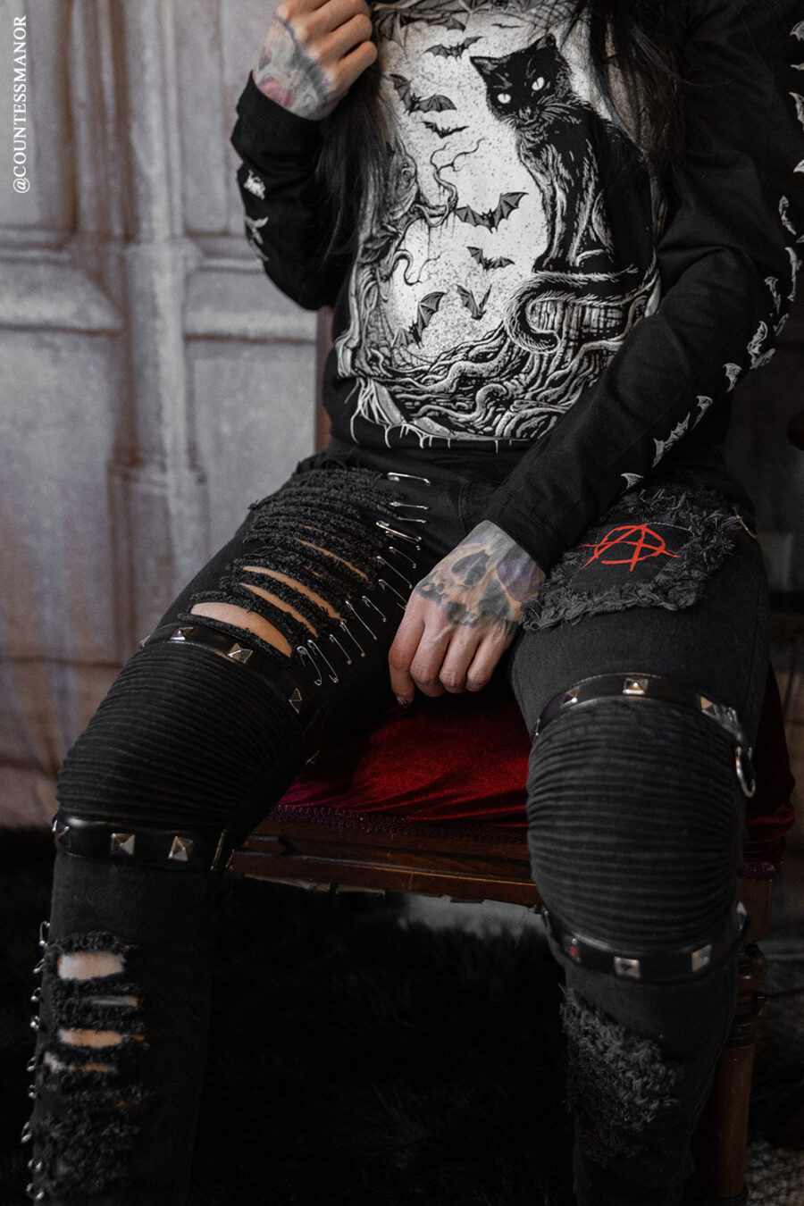 Annihilate Safety Pin Studded Pants