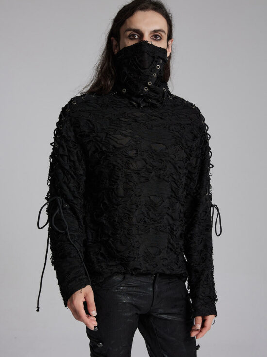 Black Death Tattered Mask Top
