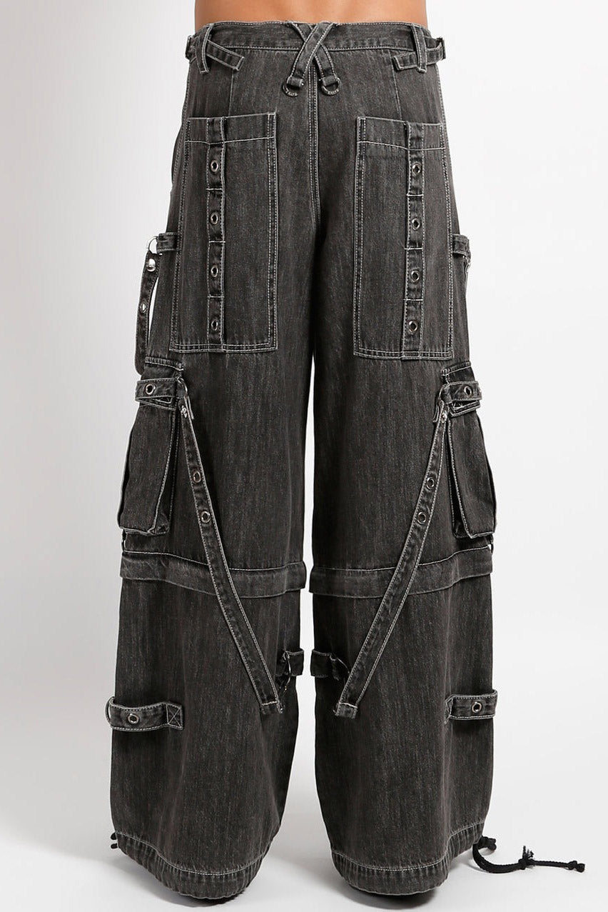 Tripp NYC Denim Strap Zip Off Pants [Black Denim]
