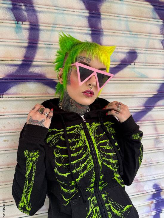 Zombie Rot Skeleton Hoodie [Monster Green]
